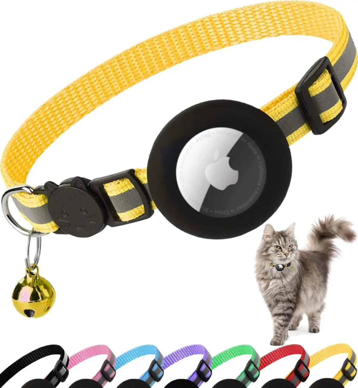 Collier de chat mignon Airtag Breakaway collier de chaton réfléchissant avec cloche pour Apple Air porte-étiquette cloche.