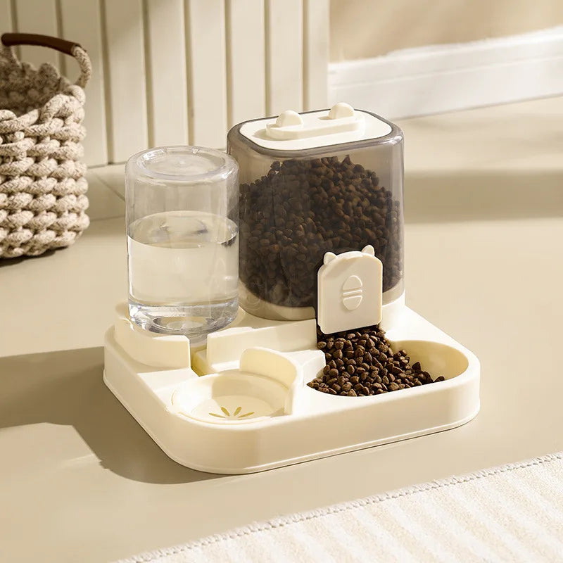 Gamelle pour chat mangeoire automatique avec conception anti-déversement avec fontaine d'eau distributeur de nourriture pour animaux de compagnie pour petits, moyens et grands chats chiens
