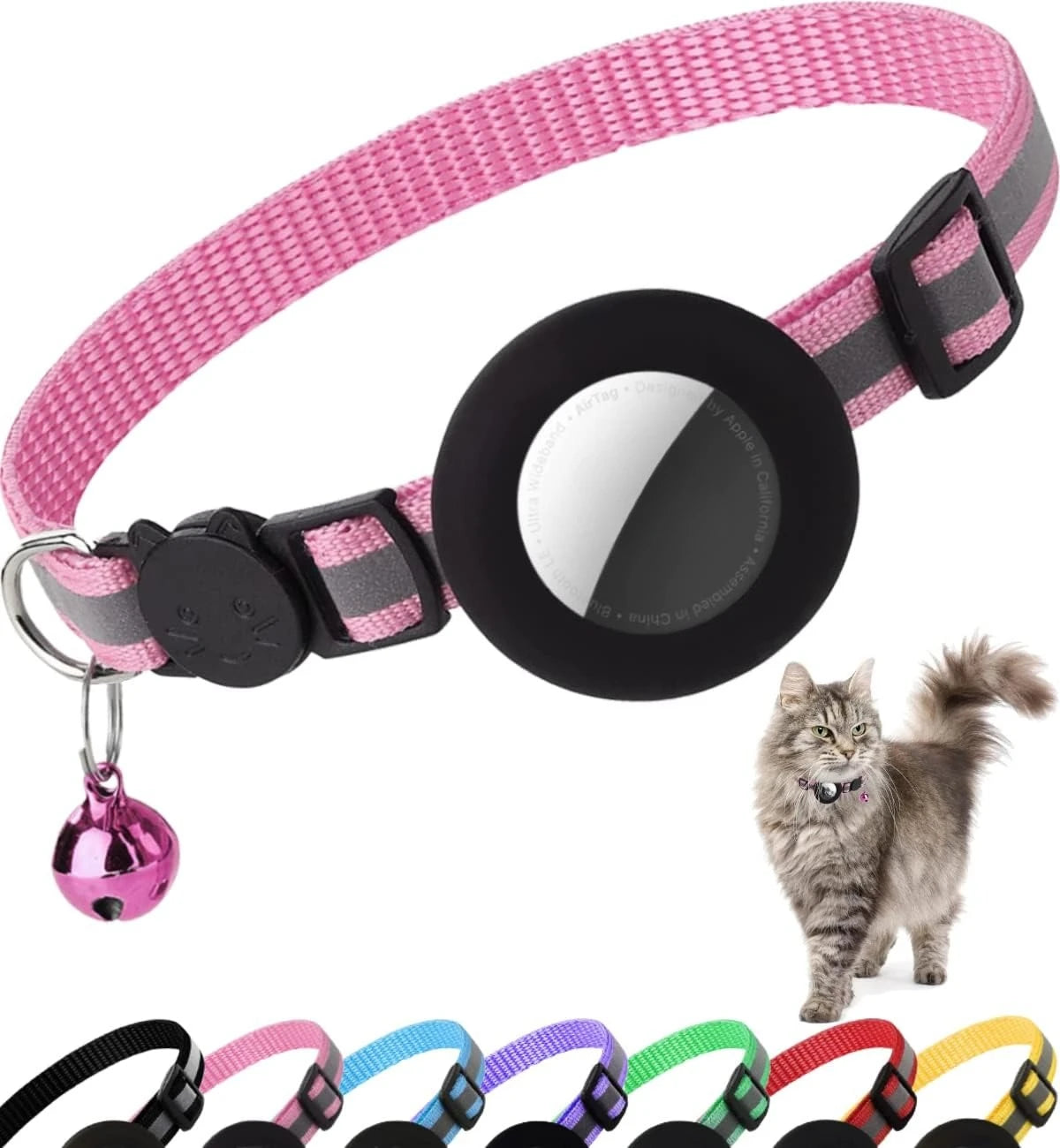 Collier de chat mignon Airtag Breakaway collier de chaton réfléchissant avec cloche pour Apple Air porte-étiquette cloche.