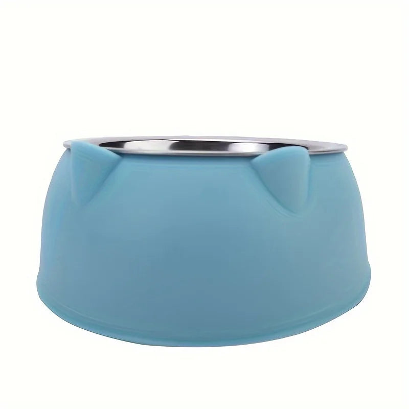Bol surélevé en acier inoxydable pour chat, plat de nourriture et d'eau incliné avec support d'oreille mignon, conception de Protection du cou pour chats