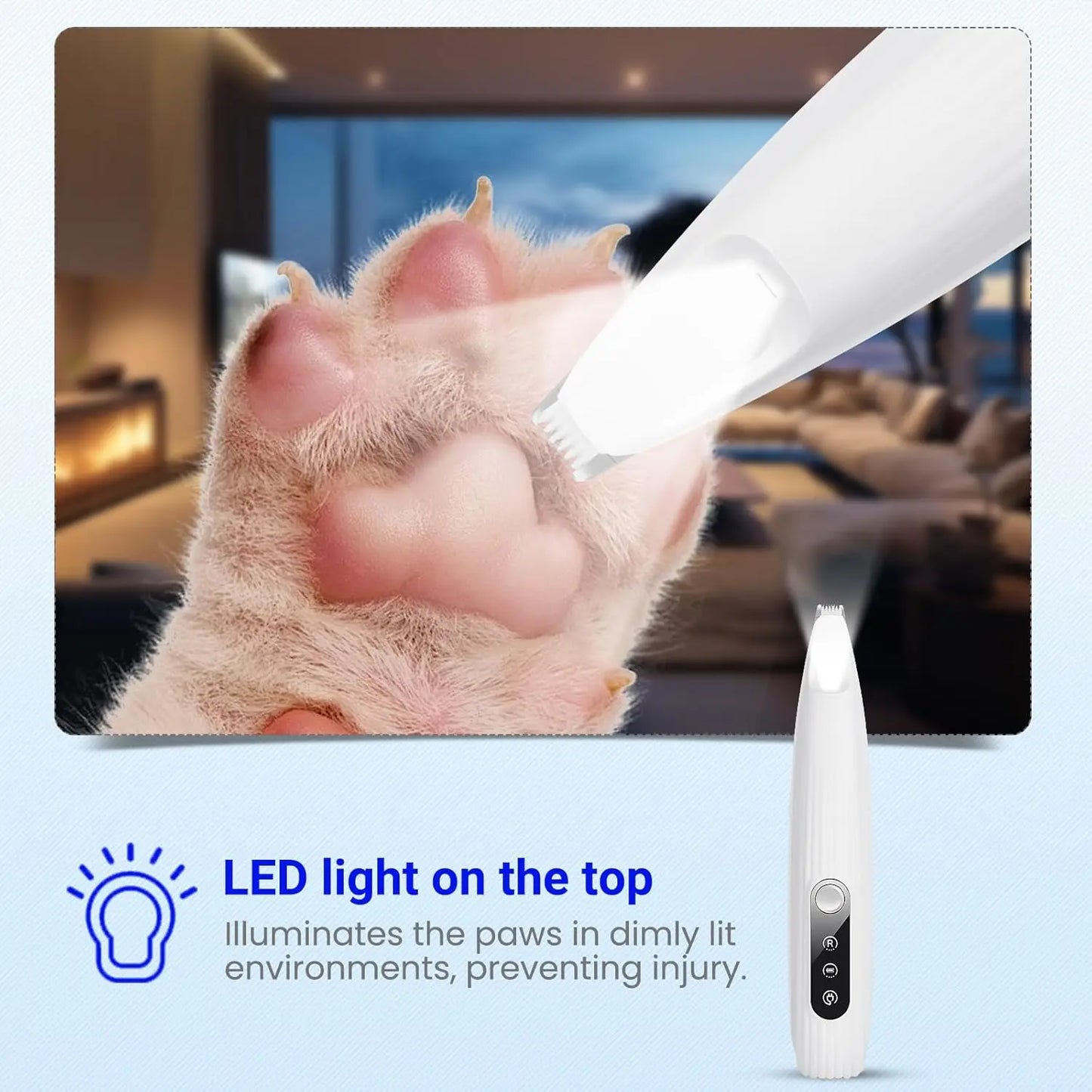 Portable Dog Paw Trimmer with Led Light Rechargeable Cordless Nail Grinder Shaver for Cats And Other Pets Nail Grooming Tools