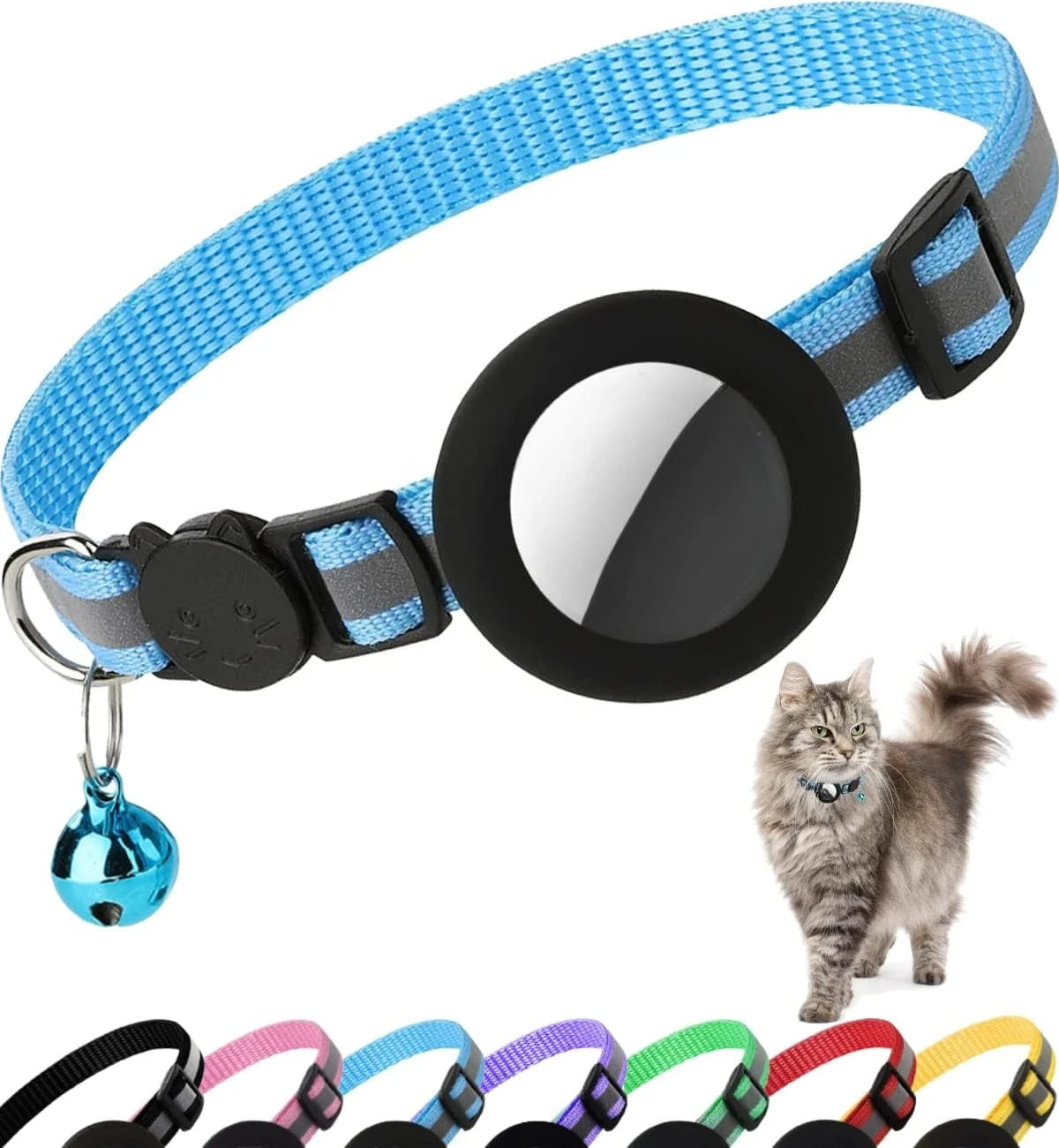 Collier de chat mignon Airtag Breakaway collier de chaton réfléchissant avec cloche pour Apple Air porte-étiquette cloche.