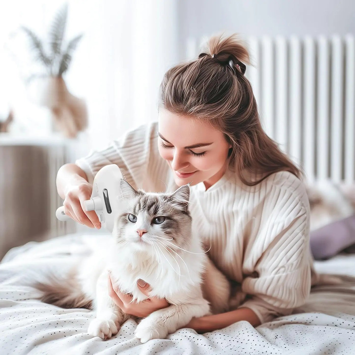 Brosse vapeur pour chat et chien - Peigne à vapeur pour éliminer les poils d'animaux