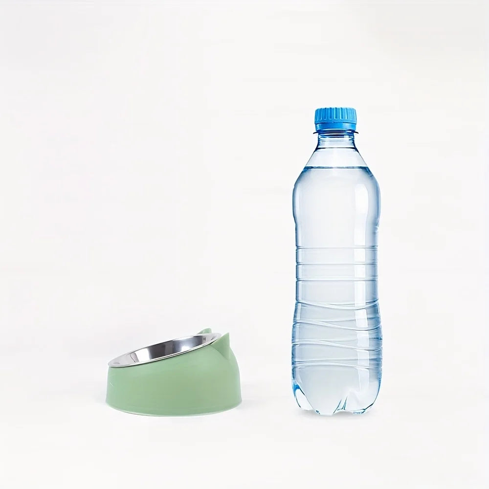 Bol surélevé en acier inoxydable pour chat, plat de nourriture et d'eau incliné avec support d'oreille mignon, conception de Protection du cou pour chats