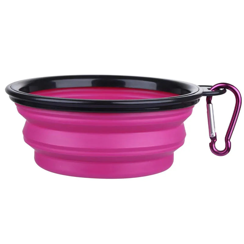 Gamelle portable pliante en Silicone pour Chien et Chat, Distributeur 2 en 1 pour Animaux de Compagnie, Voyage en Plein Air, avec Mousqueton, Bouteille, Récipient de Nourriture et d'Eau