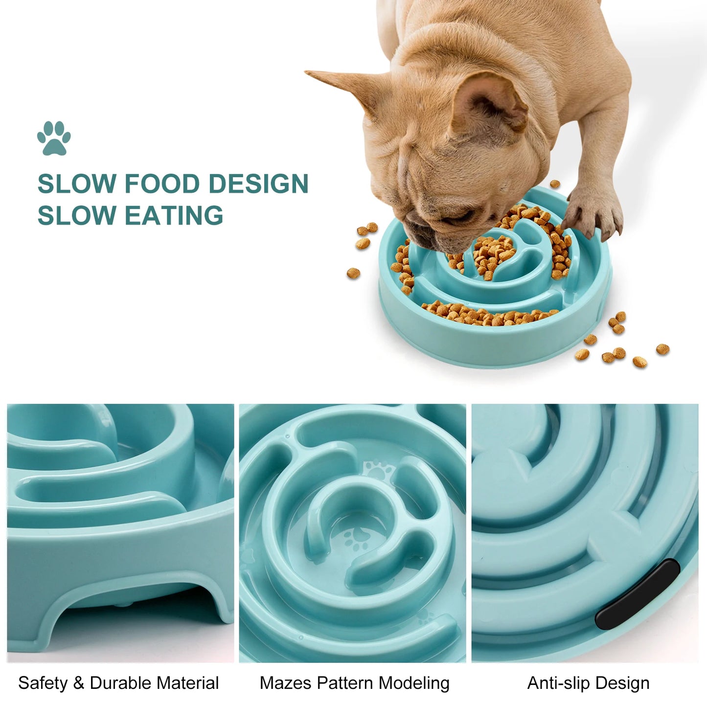 Bol d'alimentation lente pour chien de compagnie, amusant, antidérapant, Anti-grippage, plats d'alimentation, bol écologique pour grands, moyens et petits chiens, chiots