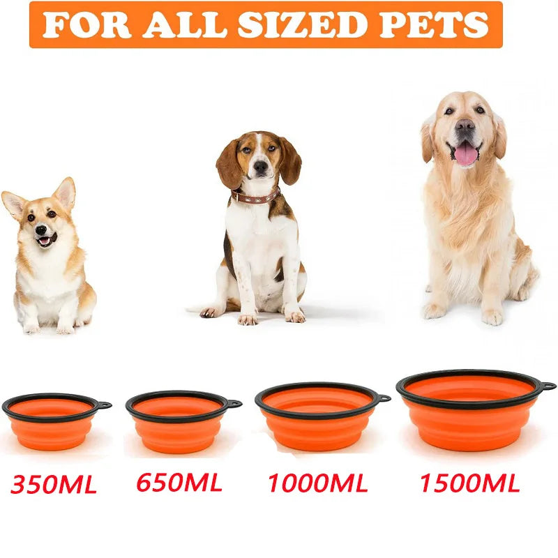Gamelle portable pliante en Silicone pour Chien et Chat, Distributeur 2 en 1 pour Animaux de Compagnie, Voyage en Plein Air, avec Mousqueton, Bouteille, Récipient de Nourriture et d'Eau