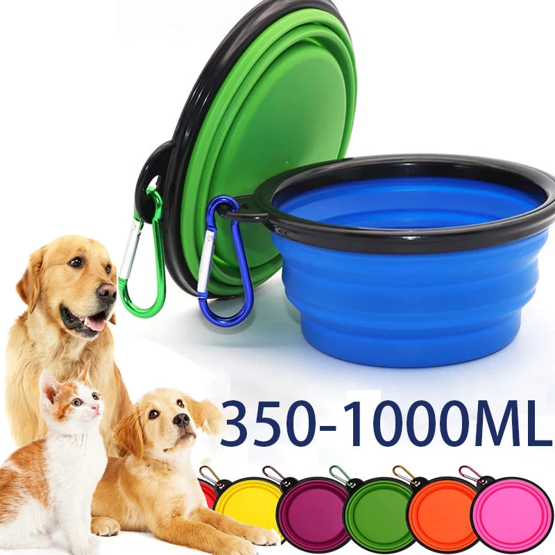 Gamelle portable pliante en Silicone pour Chien et Chat, Distributeur 2 en 1 pour Animaux de Compagnie, Voyage en Plein Air, avec Mousqueton, Bouteille, Récipient de Nourriture et d'Eau