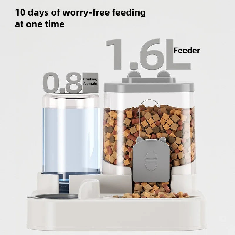 Gamelle pour chat mangeoire automatique avec conception anti-déversement avec fontaine d'eau distributeur de nourriture pour animaux de compagnie pour petits, moyens et grands chats chiens