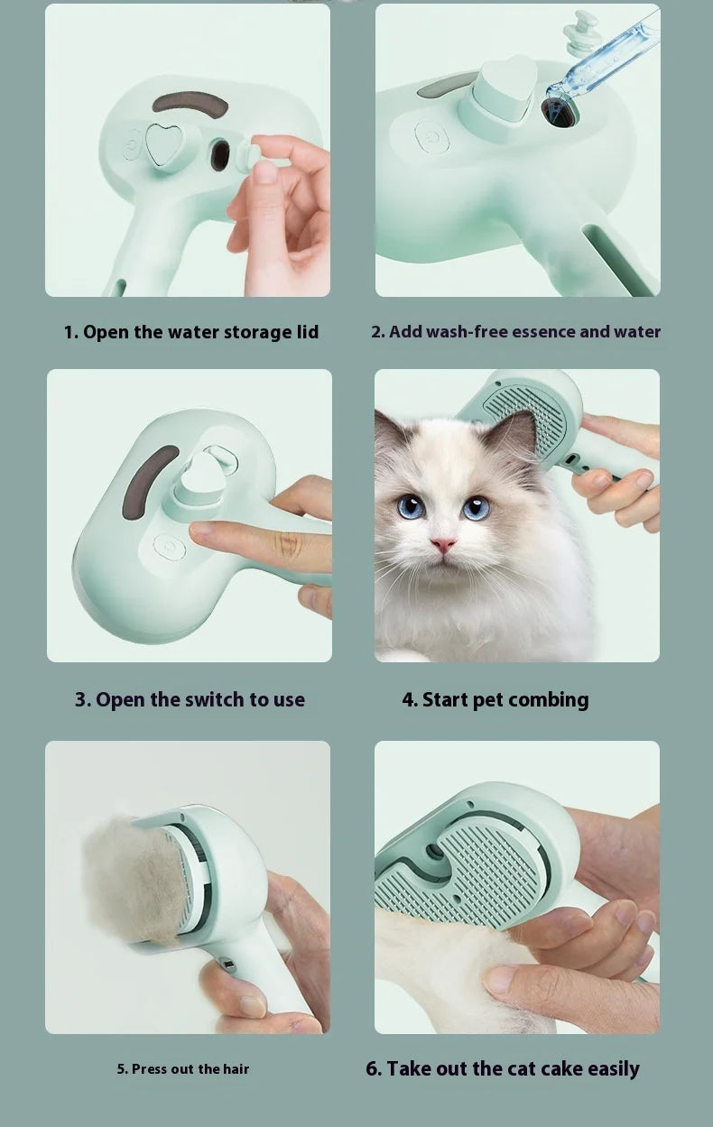 Brosse vapeur pour chat et chien - Peigne à vapeur pour éliminer les poils d'animaux