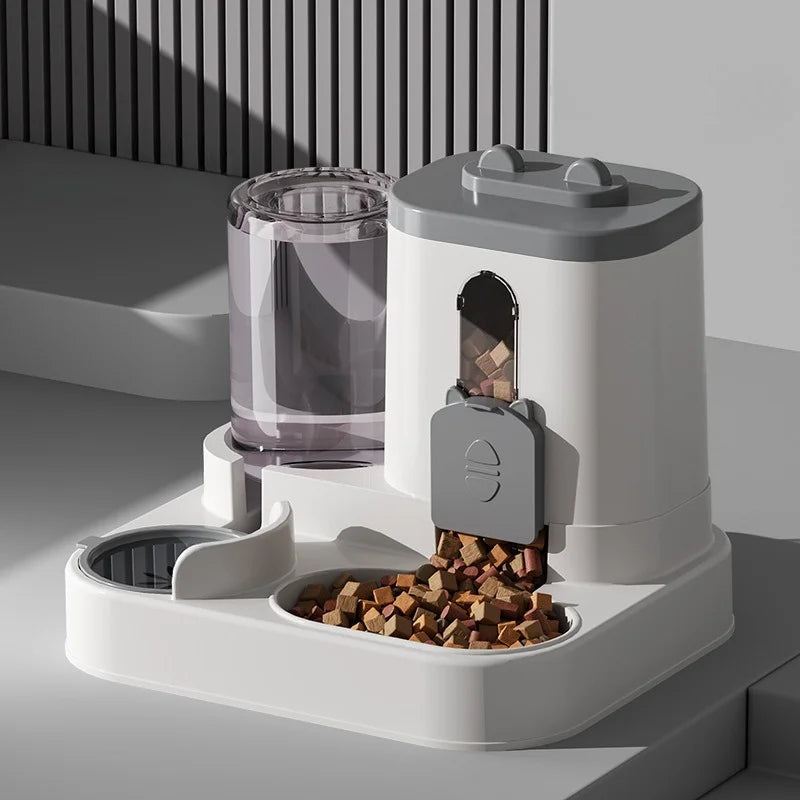 Gamelle pour chat mangeoire automatique avec conception anti-déversement avec fontaine d'eau distributeur de nourriture pour animaux de compagnie pour petits, moyens et grands chats chiens