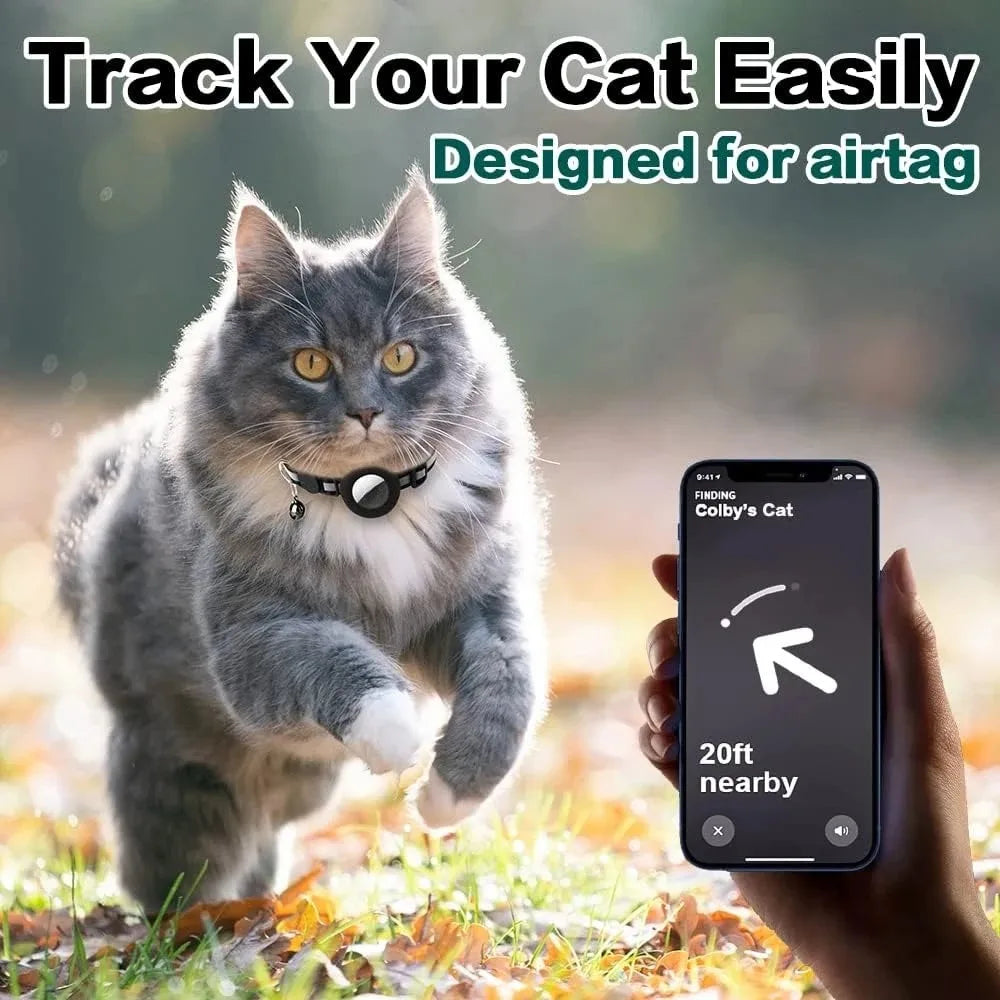 Collier de chat mignon Airtag Breakaway collier de chaton réfléchissant avec cloche pour Apple Air porte-étiquette cloche.