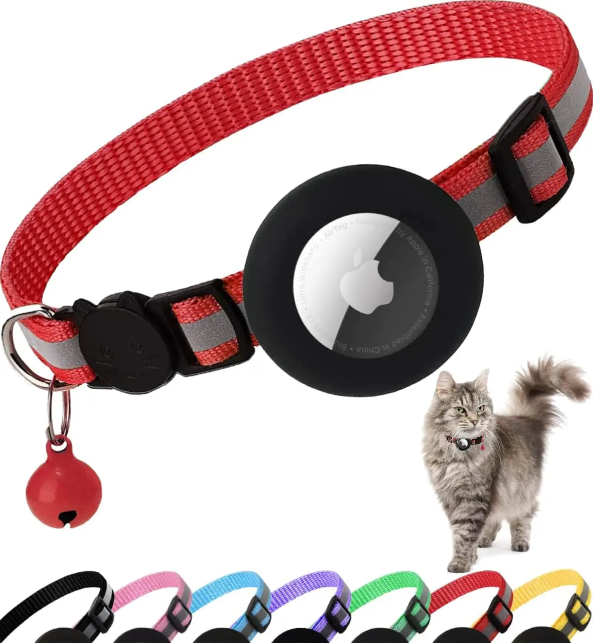 Collier de chat mignon Airtag Breakaway collier de chaton réfléchissant avec cloche pour Apple Air porte-étiquette cloche.