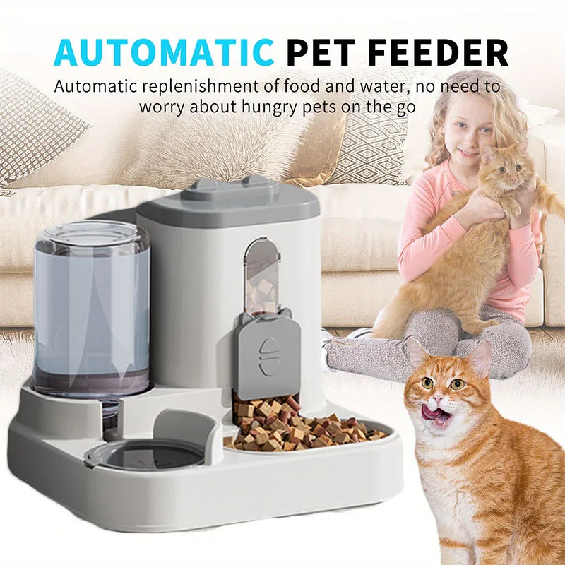 Gamelle pour chat mangeoire automatique avec conception anti-déversement avec fontaine d'eau distributeur de nourriture pour animaux de compagnie pour petits, moyens et grands chats chiens