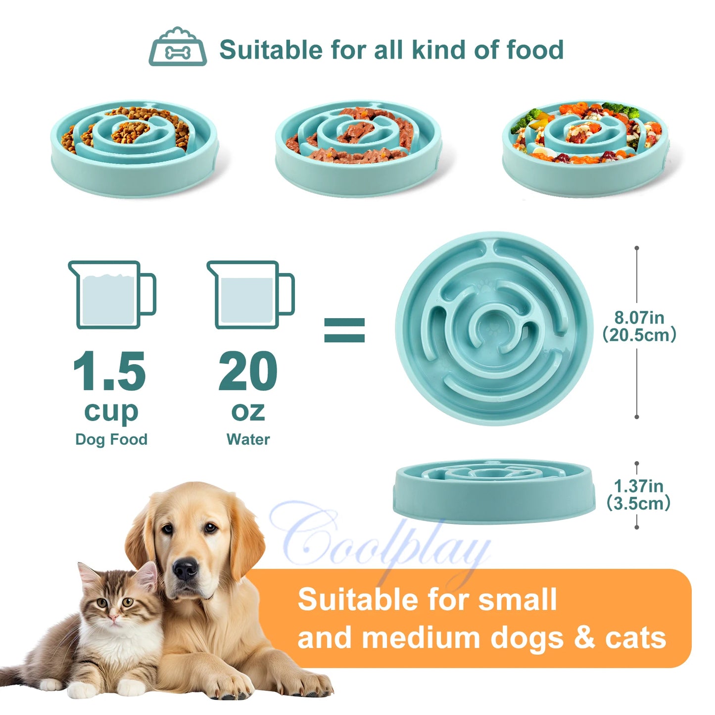 Bol d'alimentation lente pour chien de compagnie, amusant, antidérapant, Anti-grippage, plats d'alimentation, bol écologique pour grands, moyens et petits chiens, chiots