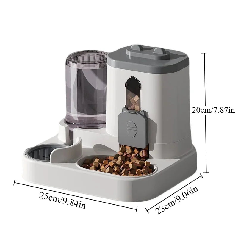 Gamelle pour chat mangeoire automatique avec conception anti-déversement avec fontaine d'eau distributeur de nourriture pour animaux de compagnie pour petits, moyens et grands chats chiens
