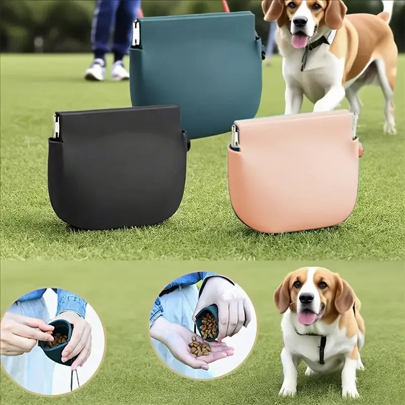 Sac de friandises Portable en Silicone pour chien, 1 pièce, Train pour chien, collations, poches, sac de marche, formation pour chien, stockage des aliments, fourniture de produits