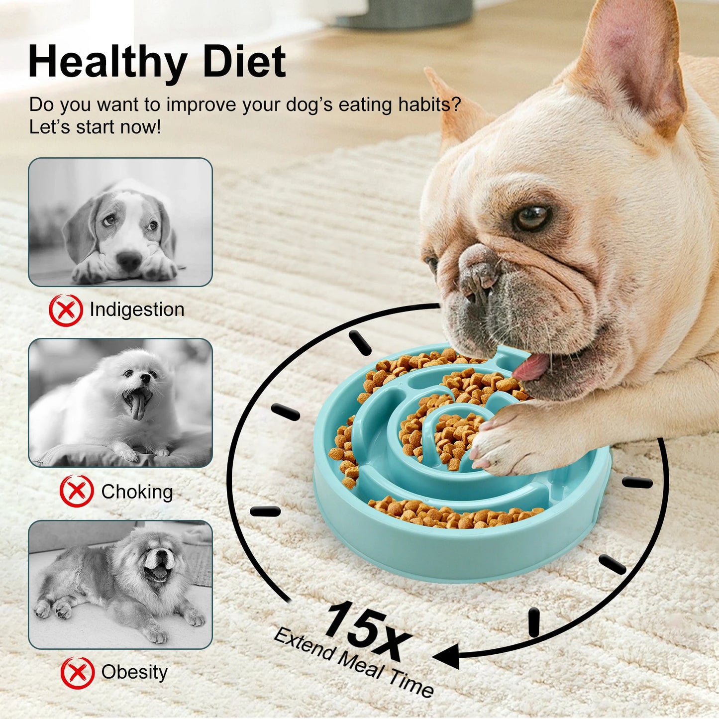 Bol d'alimentation lente pour chien de compagnie, amusant, antidérapant, Anti-grippage, plats d'alimentation, bol écologique pour grands, moyens et petits chiens, chiots